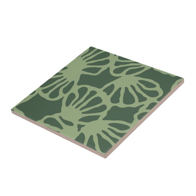 Sage Green Abstract Coral Floral Seamless Pattern Tile (Side)