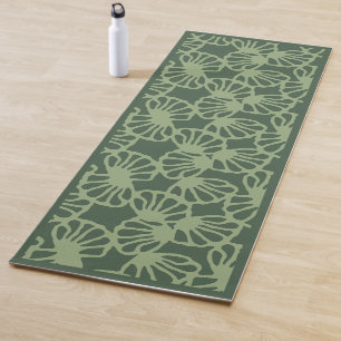 Sage Green Abstract Coral Floral Seamless Pattern Yoga Mat