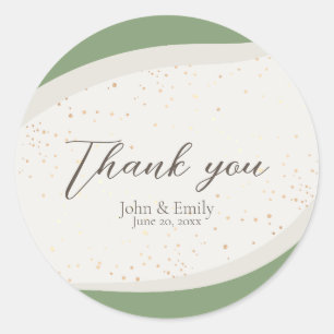 Sage Green Abstract Wedding Favour  Classic Round Sticker