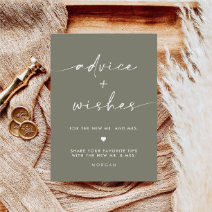 Sage Green Advice and Wishes Wedding Table Sign