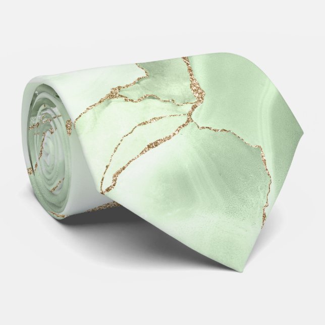 Sage green agate neck tie (Rolled)