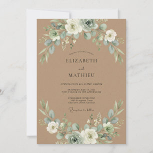 Sage Green Airy Botanical Wedding Invitation