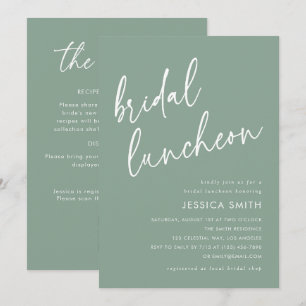 Sage Green All-in-One QR Code Bridal Luncheon Invitation