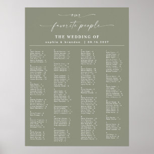 Sage Green Alphabetical Wedding Seating Chart
