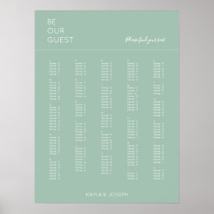 Sage Green Alphabetical Wedding Seating Chart