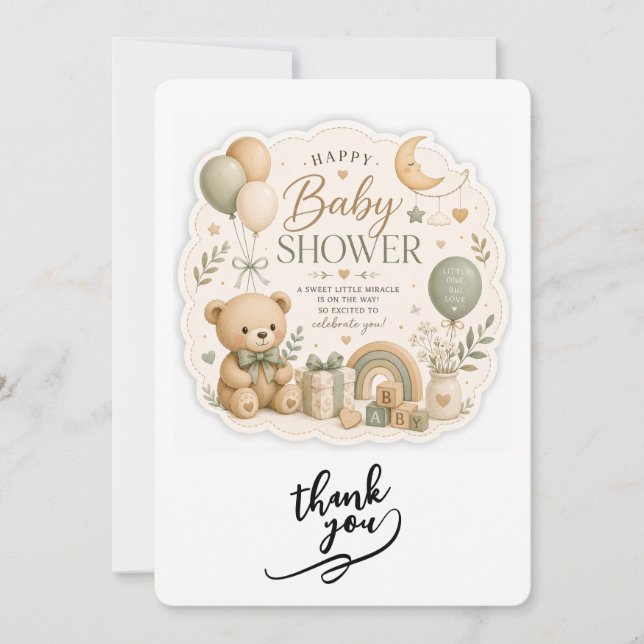 Sage Green and Aesthetic  Invitation (Front)