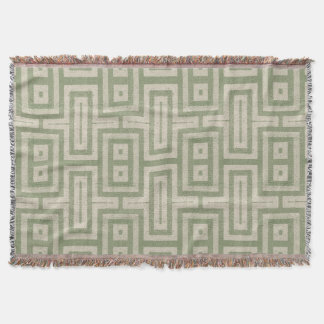 Sage Green and Beige Modern Print  Throw Blanket
