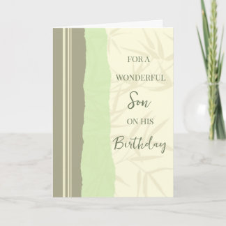 Sage Green and Beige Son Birthday Card