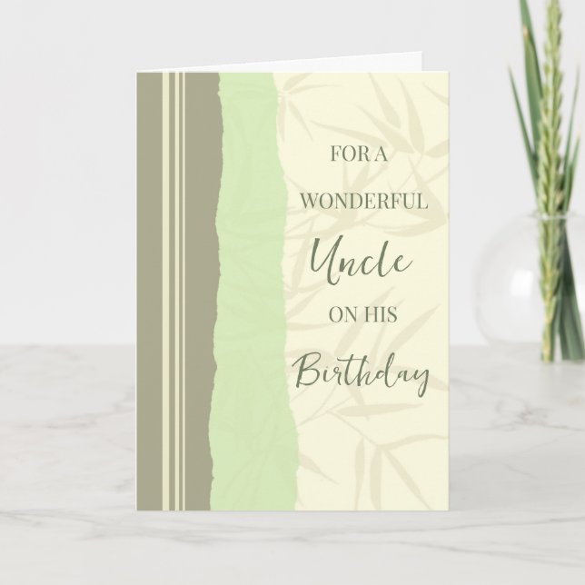 Sage Green and Beige Uncle Birthday Card (Front)