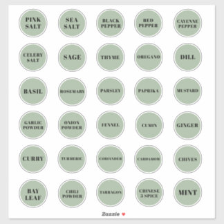Sage Green and Black Herb and Spice Labels