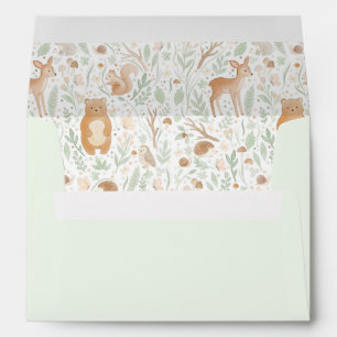 Sage Green and Brown Woodland Animals Cute Envelope
