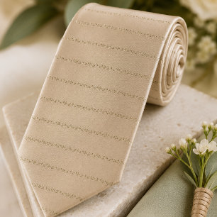 Sage Green and Champagne Luxury Floral Stripe Tie