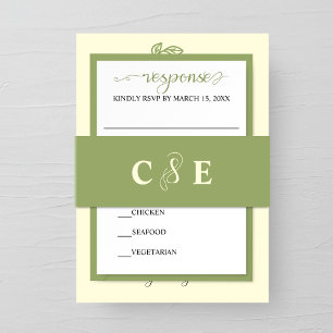 Sage Green and Cream Calligraphy Wedding Invitation Belly Band