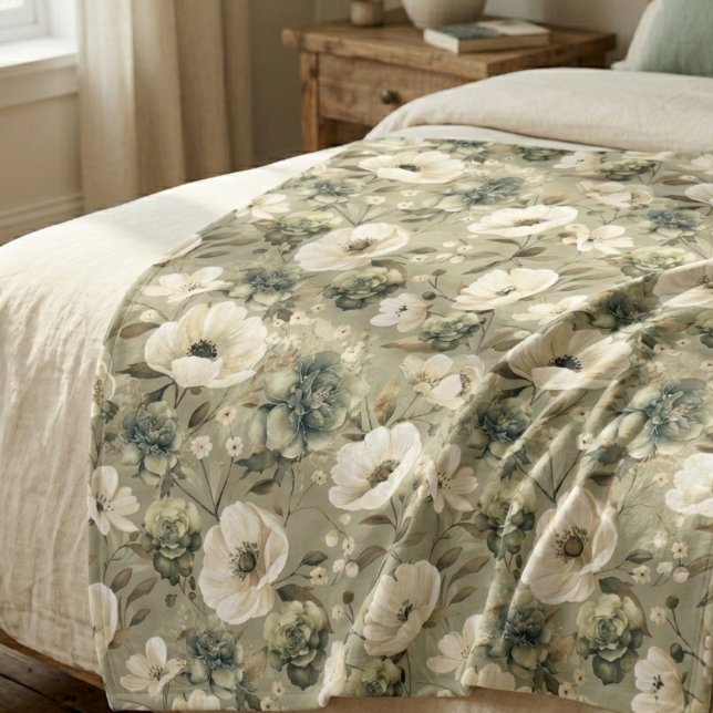 Sage Green And Cream Fleece Blanket (Creator Uploaded)