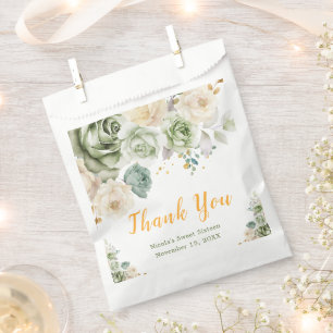 Sage Green and Cream Floral Sweet Sixteen Favour Bags