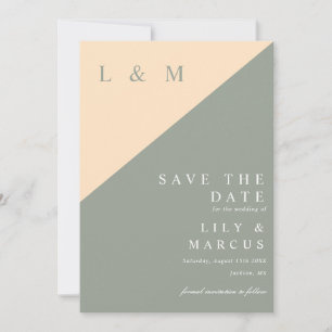 Sage Green And Cream Minimalist Monogram Wedding Save The Date
