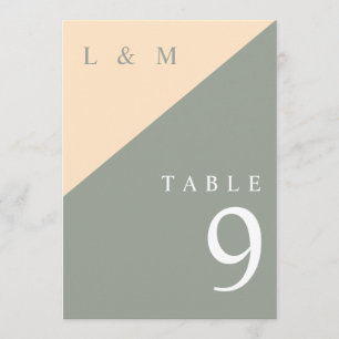 Sage Green And Cream Monogram Wedding Table Number