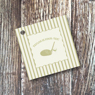 Sage Green and Cream Stripes Golf Themed Party Favour Tags