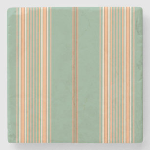 Sage Green and Ecru, Stripes Square Coaster