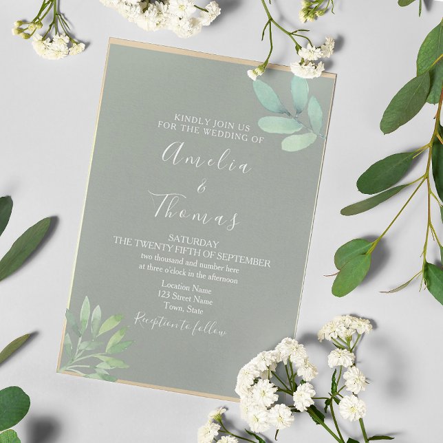 Sage Green and Eucalyptus Wedding Invitation (Creator Uploaded)