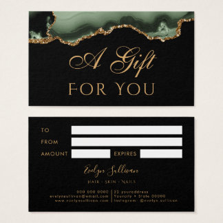 Sage green and gold agate gift card