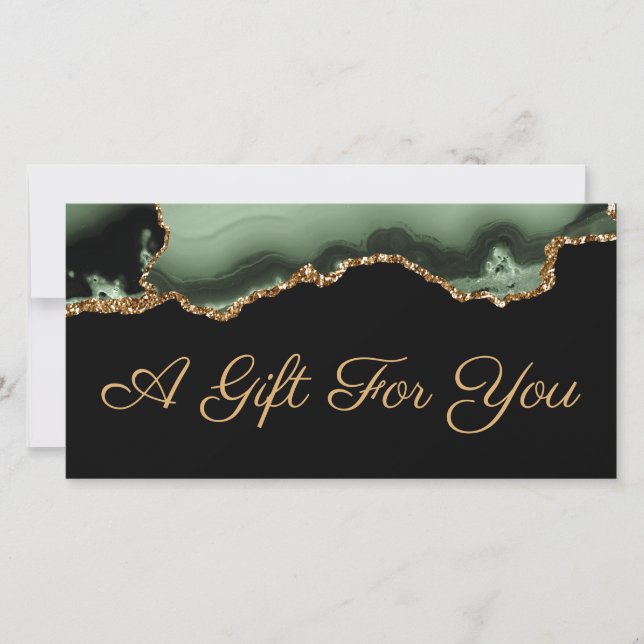 Sage green and gold agate gift certificate (Front)