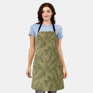 Sage Green and Gold Art Deco Pattern Apron
