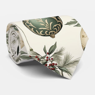 Sage Green and Gold Christmas Ornaments Tie