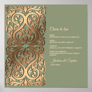 Sage Green and Gold Elegant Luxury Menu Sign