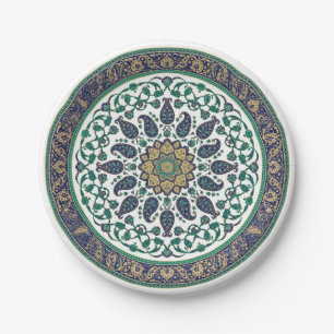Sage Green and Gold Elegant Persian Mughal - Islam Paper Plate
