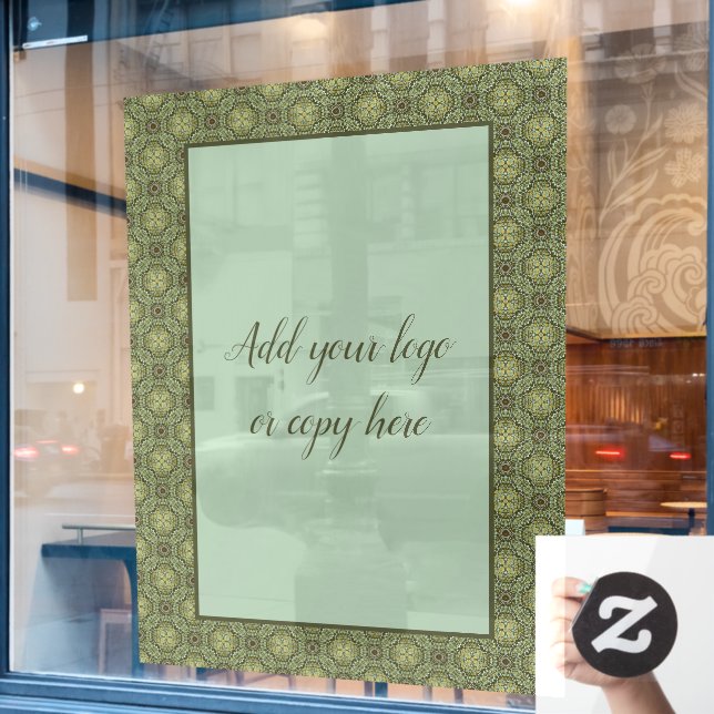 Sage Green and Gold Filigree  (Cafe Window)