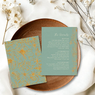 Sage Green and Gold Floral Garden Wedding Details Enclosure Card