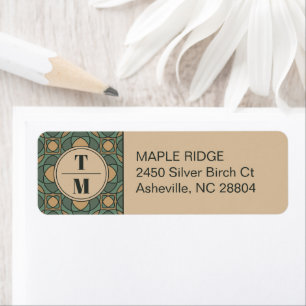 Sage Green and Gold Geometric Return Address Label