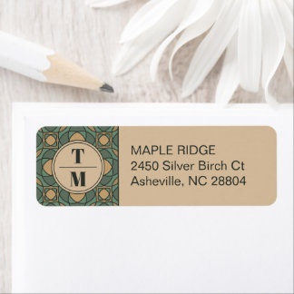 Sage Green and Gold Geometric Return Address Label