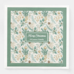 Sage Green and Gold Napkins Elegant Holiday Table