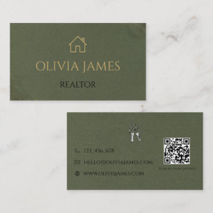 Sage Green And Gold Realtor Business Card