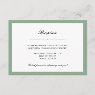 Sage Green and Gold   Reception Enclosure Card