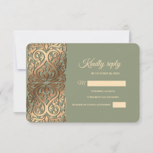Sage Green and Gold RSVP with Elegant Earthy Tones Card
