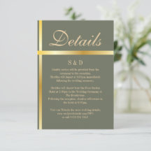 Sage Green and Golden Wedding Enclosure Card