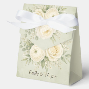 Sage Green and Ivory Floral Wedding Favour Box