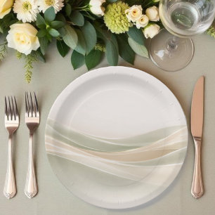 Sage Green and Ivory Paper Plate