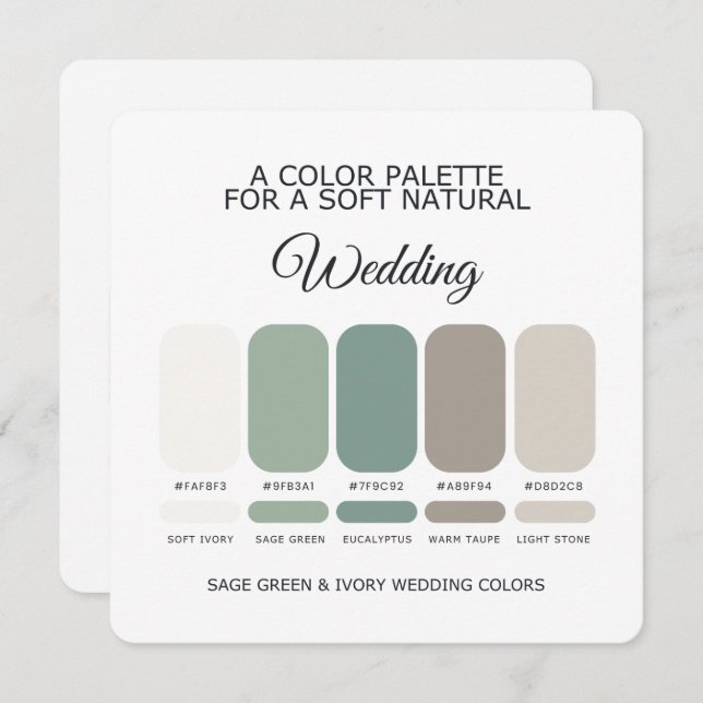 Sage Green and Ivory Wedding Color Palette Card (Front/Back)