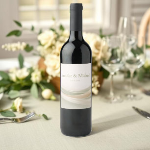 Sage Green and Ivory Wedding Wine Label