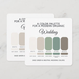 Sage Green and Neutral Wedding Colour Palette Card