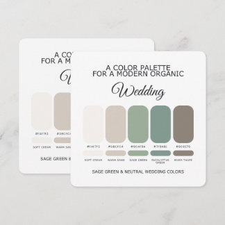 Sage Green and Neutral Wedding Colour Palette Card
