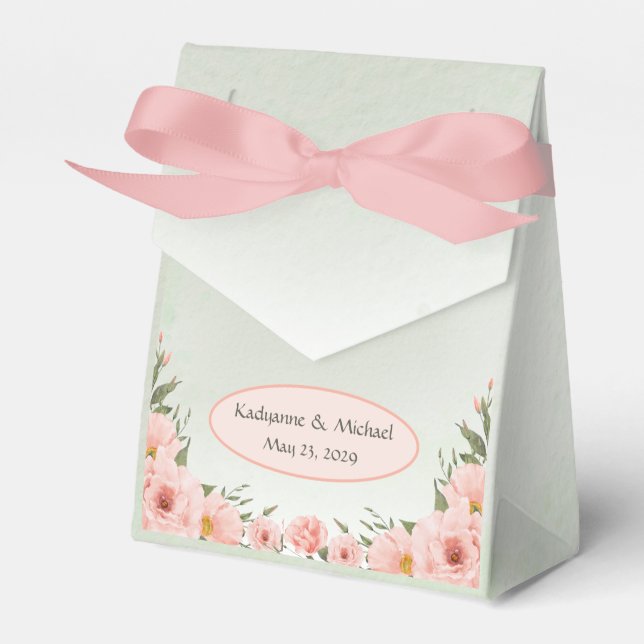 Sage Green and Peach  Favour Box (Front Side)