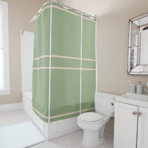 Sage Green and Pink Geometric Shower Curtain