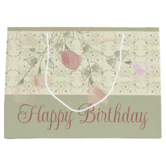 Sage Green And Pink Large Gift Bag