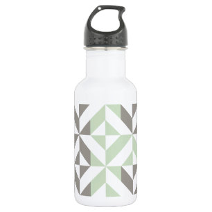 Sage Green and Silver Geometric ZigZag 532 Ml Water Bottle