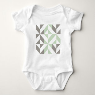 Sage Green and Silver Geometric ZigZag Baby Bodysuit